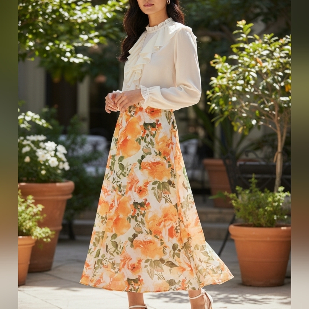 Floral High-low Maxi Skirt